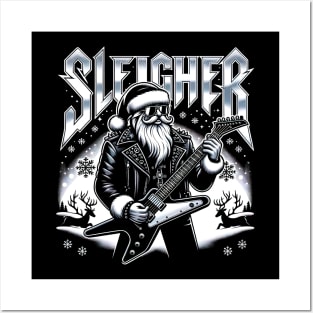 Sleigher Santa Claus Rock Christmas Posters and Art